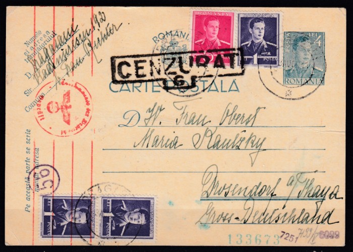 ROMANIA 1940 CARTE POSTALA CP 108 CIRCULATA STAMPILA DE CENZURA CENZURAT 6
