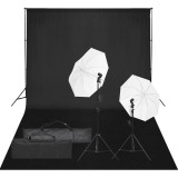 vidaXL Kit studio foto cu set de lumină și fundal 3094650
