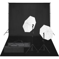 vidaXL Kit studio foto cu set de lumină și fundal 3094650