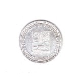 Moneda Venezuela 25 centimos 1960, stare foarte buna, curata, America Centrala si de Sud, Argint