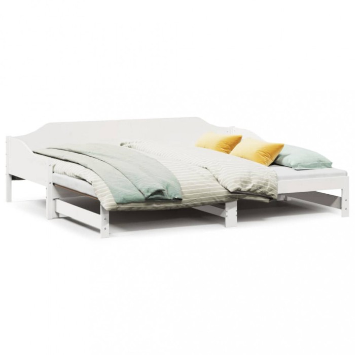 Gossi pat de zi cu extensie, alb, 90x200 cm, lemn masiv de pin