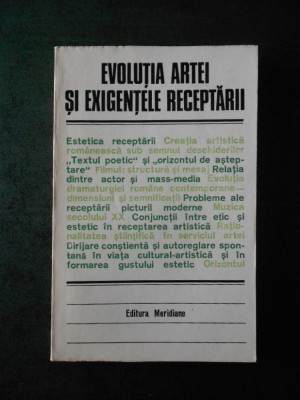 DUMITRU MATEI - EVOLUTIA ARTEI SI EXIGENTELE RECEPTARII foto