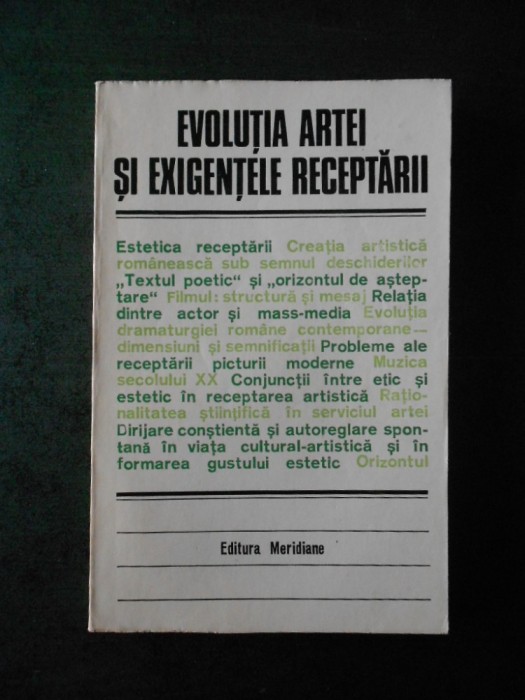 DUMITRU MATEI - EVOLUTIA ARTEI SI EXIGENTELE RECEPTARII