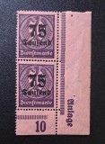 Germania Republica de la Weimar 1923 Hiperinflație "Dienstmarke 75 Tausend" (Pereche Verticală MNH cu Colț de Coliță, Text "Anlage" &amp; Cifra 10) - FD1