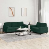 vidaXL Set canapea cu perne, 2 piese, verde &icirc;nchis, catifea 3202036