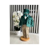 Cumpara ieftin Costum botez 5 piese catifea, verde - DPH365