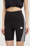 adidas pantaloni scurți femei, culoarea negru, cu imprimeu, high waist IP1569