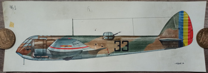 Avionul Bristol Blenheim MkI// grafica, tehnica mixta pe hartie