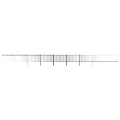 vidaXL Gard de grădină cu v&amp;acirc;rf curbat, negru, 15,3 x 1 m, oțel foto