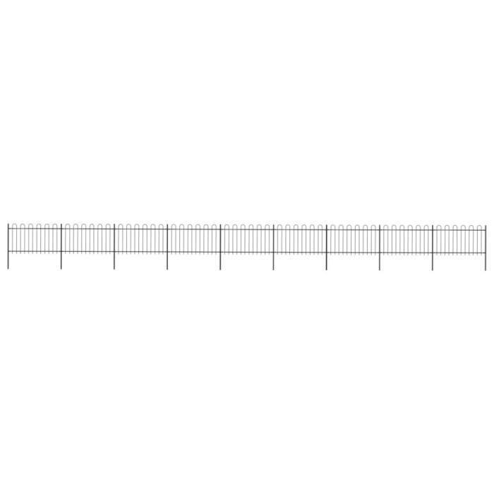 vidaXL Gard de grădină cu v&acirc;rf curbat, negru, 15,3 x 1 m, oțel