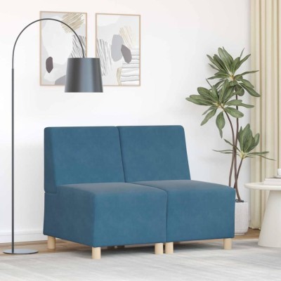 vidaXL Unitate Sofa Modulară Fără Brațe 2 pcs albastru 55 x 74 x 82 cm foto