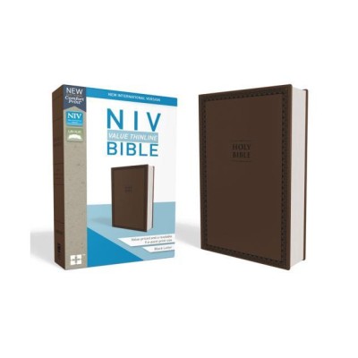 NIV, Value Thinline Bible, Imitation Leather, Brown foto