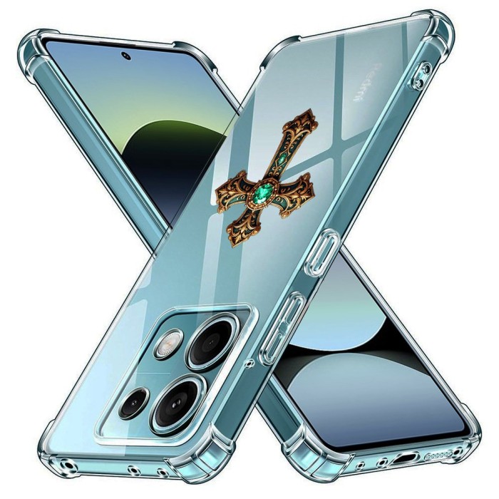 Husa antisoc pentru xiaomi redmi note 14s - airbag tpu, col&Egrave;uri ranforsate - cross smarald