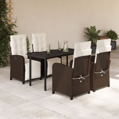 vidaXL Set mobilier de grădină, 5 piese, cu perne, maro, poliratan foto