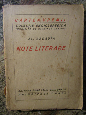 NOTE LITERARE - AL. BADAUTA foto