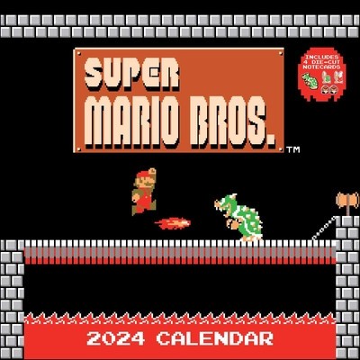 Super Mario Bros. 8-Bit Retro 2024 Wall Calendar with Bonus Diecut Notecards foto