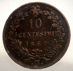 1.487 ITALIA VITTORIO EMANUELE II 10 CENTESIMI 1867 OM foto