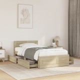 Cumpara ieftin Cadru de pat cu tăblie, stejar sonoma, 90x200 cm lemn prelucrat
