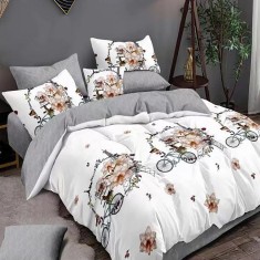 Lenjerie pat dublu,bumbac finet,6 piese,cearceaf normal 220x240cm, cearceaf pilota 200x220cm, 2 fete de perna 50x70, 2 fete de perna 70x70-M150