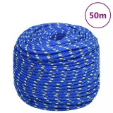 VidaXL Fr&acirc;nghie de barcă, albastru, 8 mm, 50 m, polipropilenă