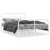 Cumpara ieftin Cadru de pat metalic cu tablie, alb, 140x200 cm