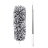 Pamatuf Extensibil 90-290cm, Microfibra, Metalic, Curatare Praf Locuri Greu Accesibile, Gri