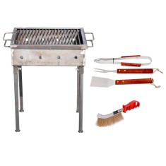 Pachet gratar metalic 40x30cm grosime 3mm cu perie sarma si 3 accesorii gratar