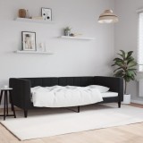Pat de zi Gossi, 90x200 cm, catifea neagra, canapea extensibila, cadru metalic &amp; lemn, design modern