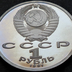 Moneda comemorativa PROOF 1 RUBLA - URSS/ RUSIA, anul 1991 *cod 2553 B- A. NAVOI