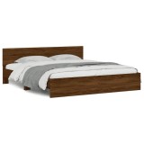 Cumpara ieftin Cadru de pat cu tablie, stejar maro, 200x200 cm