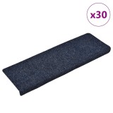 Cumpara ieftin Covorase scari autoadezive, 30 buc., 65x21x4 cm, margini dreptunghiulare albastre