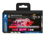 Set 6 carioci varf tip pensula - Pigment Liner reds and pinks | Staedtler