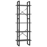 Cumpara ieftin Biblioteca cu 5 rafturi, gri, 60x30x175 cm, lemn prelucrat