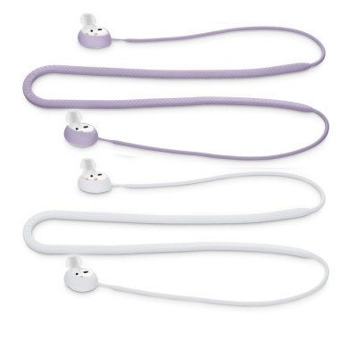 Set 2 Snur kwmobile pentru Samsung Galaxy Buds 2, Silicon, Alb/Mov, 56697.02 foto