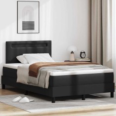 vidaXL Cadru de Pat cu Saltea Negru 120 x 200 cm Piele artificială