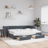VidaXL Pat de zi cu extensie și sertare gri &icirc;nchis 80x200 cm catifea
