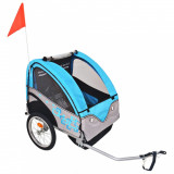Remorcă de bicicletă, gri și albastru, 30 kg