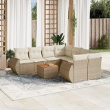 vidaXL Set canapele de grădină, 9 piese, cu perne, bej, poliratan