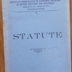 Calist Arhiereul , Societatea cooperativa , Statute , Bucuresti , 1912