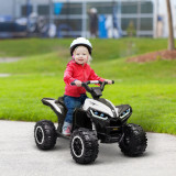 HOMCOM Quad Electric pentru Copii 12V ATV, Motocicleta pentru Copii Dublu Motor si 2 Viteze, Roti Late cu Suspensii si Faruri LED, Varsta 3-5 Ani, Alb