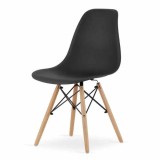 Scaun Mercaton Acerenza, Stil Scandinav cu Picioare din Lemn de Fag, Cadru Metalic, Sezut PP, Maxim 120 Kg, 46 x 54 x 82 cm, Neg