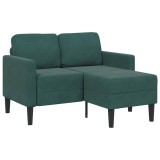 vidaXL Canapea cu 2 locuri cu șezlong &icirc;n formă de L verde &icirc;nchis 125cm