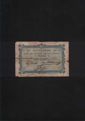 Rar! Franta 1 franc 1914 Ville de Verviers seria071658 uzata foto
