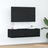 vidaXL Dulap TV, stejar negru, 100x31x25,5 cm, lemn prelucrat