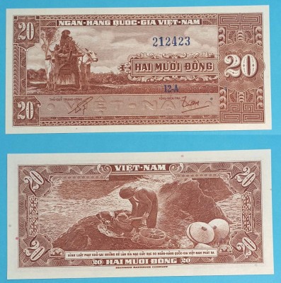 Vietnam 20 Dong 1962 &amp;#039;Vietnam Sud&amp;#039; UNC serie: 12A 212423 p#6 foto