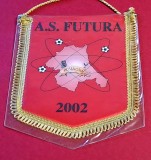 Fanion fotbal - AS FUTURA 2002 (Regiunea Romagna-Italia) - folie de protectie si dimensiuni 25x18 cm
