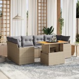 Gossi set canapele de gradina, 7 piese, cu perne, bej, poliratan