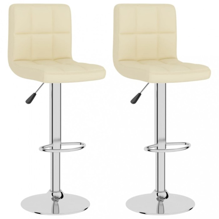 Scaune de bar, 2 buc., crem, material textil