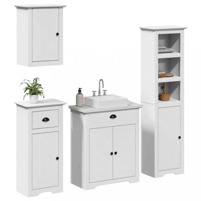 Set mobilier baie BODO, 4 piese, alb, lemn masiv de pin foto