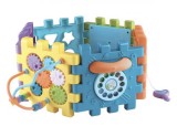Joc interactiv cub de activitate cu volan, potrivire forme, pian, roti dintate, multicolor, 20, 5x18, 5x27, 5 cm